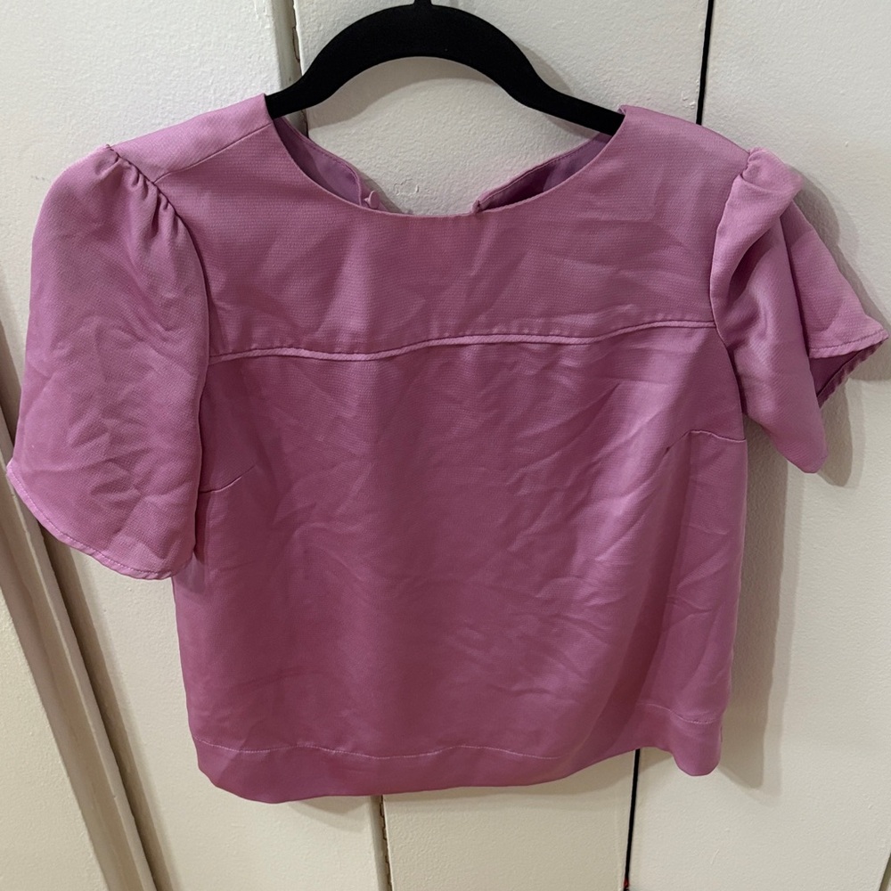 J. Crew Pink Blouse with Puff Sleeves